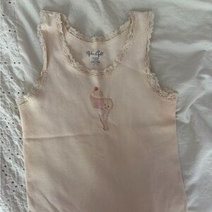 John Galt Cream Lace Trim Tank Top